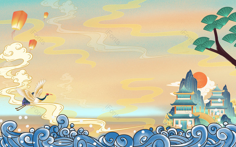 中国风国潮风格电商平面广告背景图,插画/手绘图,插画/手绘图库,插画/手绘图下载,插画/手绘